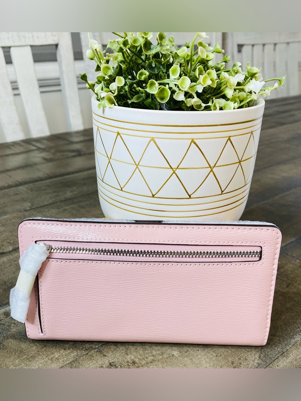 New Kate Spade New York Staci Large Slim Bifold Wallet - Chalk Pink - Picture 3 of 6